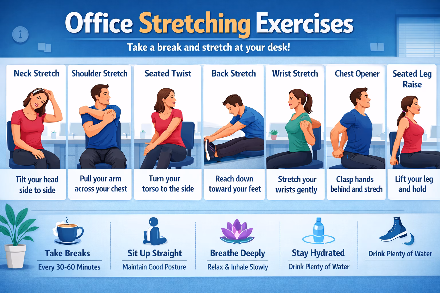 infographic of office stretching exercise